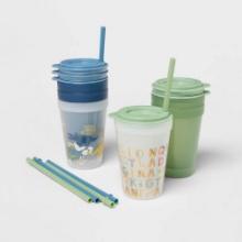 18pc Plastic Kids' Drinkware Set, Green/Blue, Retail $10.00
