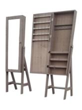 3 in 1 Armoire, 18" W x 53.7" H x 14" D, Gray Cabinet w/Silver-Tone Accents, Retail $199.99