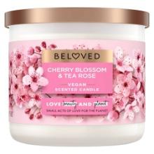 Beloved Cherry Blossom and Tea Rose Vegan Scented Candle - 15oz, Retail $14.99