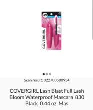 Covergirl Lash Blast Waterproof Mascara, 830 Black, Retail $13.00