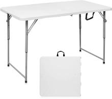 Byliable Folding Table, 4 Foot Portable Heavy Duty Plastic Fold-in-Half Utility Table,White