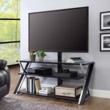 Whalen Xavier 3-in-1 TV Stand for TVs up to 70", Black with Silver-Tone Accents