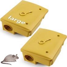 Qualirey 2 Pcs Large Rat Bait Stations with Key, Yellow, Retail $25.01
