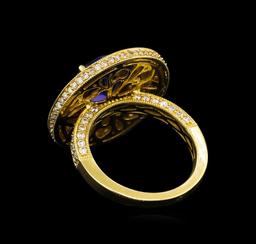 14KT Yellow Gold 3.40 ctw Tanzanite and Diamond Ring