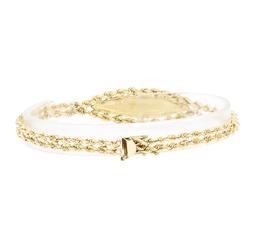 Double-Rope I.D. Bracelet - 14KT Yellow Gold
