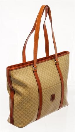 Celine Cream Beige Leather Macadam Tote Bag