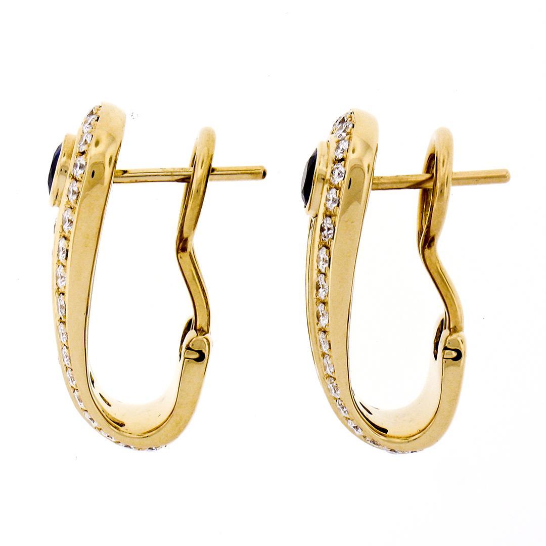 QUALITY Di Modolo 18K Yellow Gold 1.90 ctw Sapphire Diamond Huggie Cuff Earrings