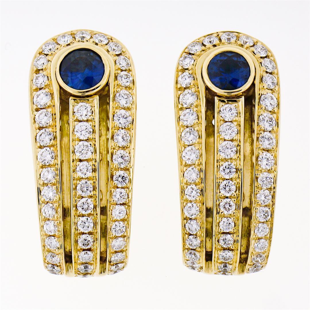 QUALITY Di Modolo 18K Yellow Gold 1.90 ctw Sapphire Diamond Huggie Cuff Earrings