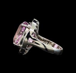 14KT White Gold 16.20 ctw Kunzite and Diamond Ring