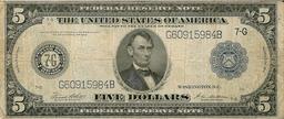 1914 $5 Federal Reserve Bank Note