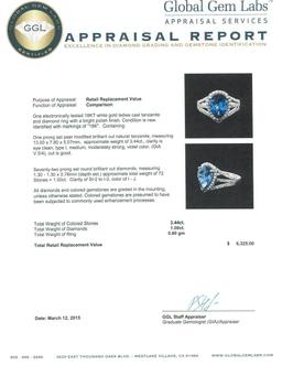 18KT White Gold 3.44 ctw Tanzanite and Diamond Ring