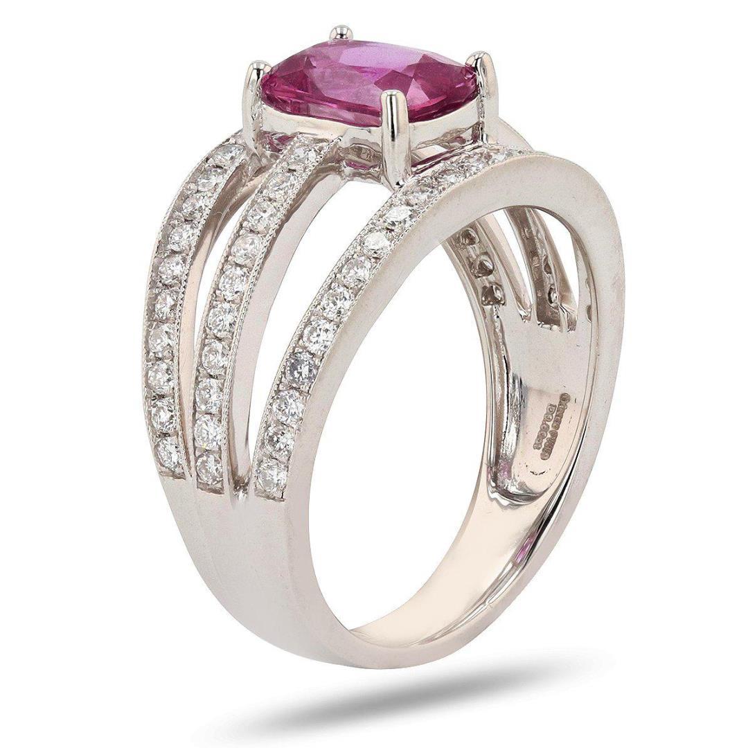 1.72 ctw Pink Sapphire and 0.60 ctw Diamonds Platinum Ring