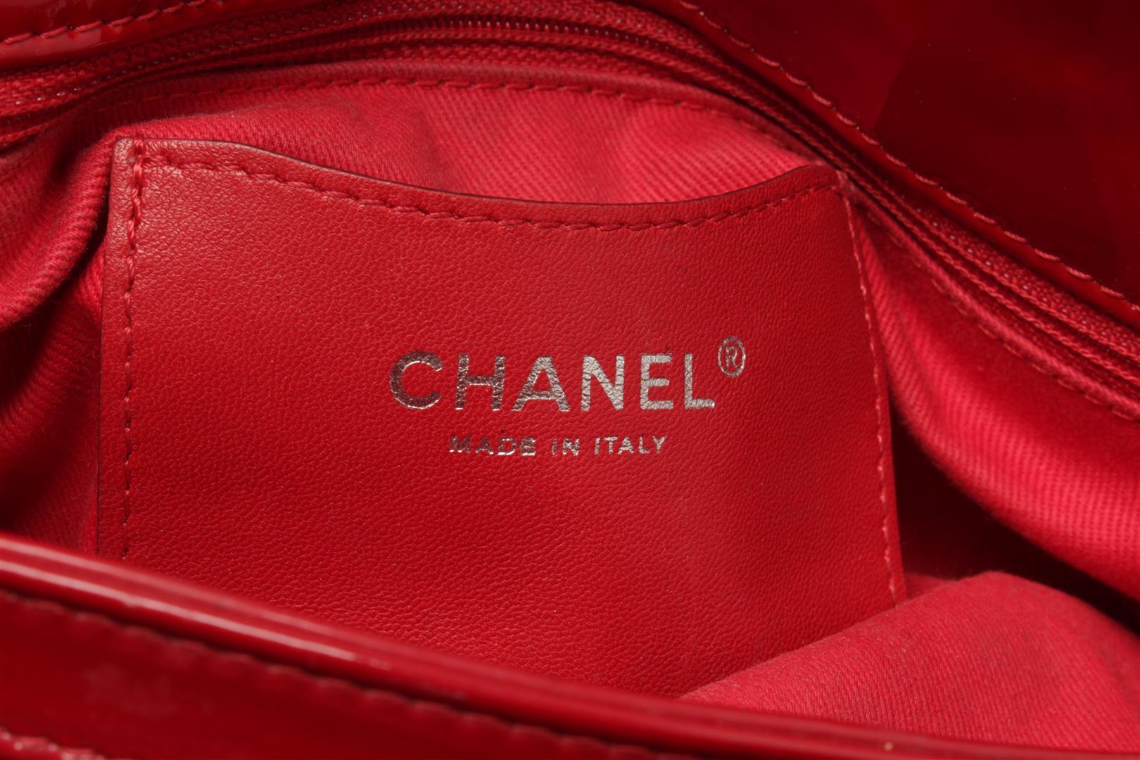 Chanel Red Quilted Patent Bowling Chain Shoulder Bag