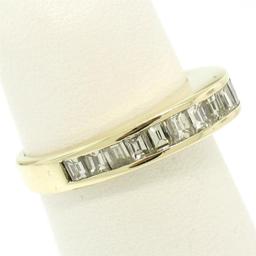 14k Yellow Gold 1.00 ctw Baguette Diamond Channel Domed Wedding Band Ring
