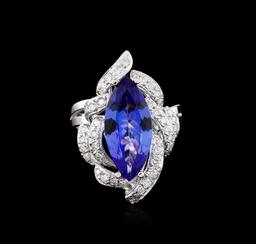 14KT White Gold 3.92 ctw Tanzanite and Diamond Ring