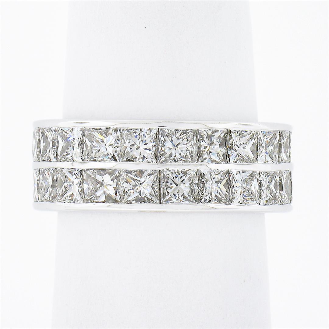 14k White Gold 6.0 ctw Princess Channel Diamond Dual Double Row Eternity Band Ri