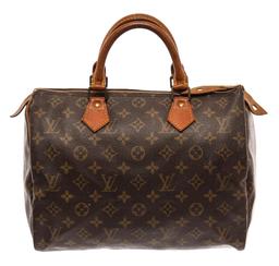 Louis Vuitton Brown Monogram Canvas Leather Speedy 30 Satchel Bag