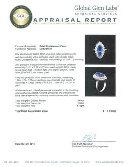 14KT White Gold 3.85 ctw Tanzanite and Diamond Ring