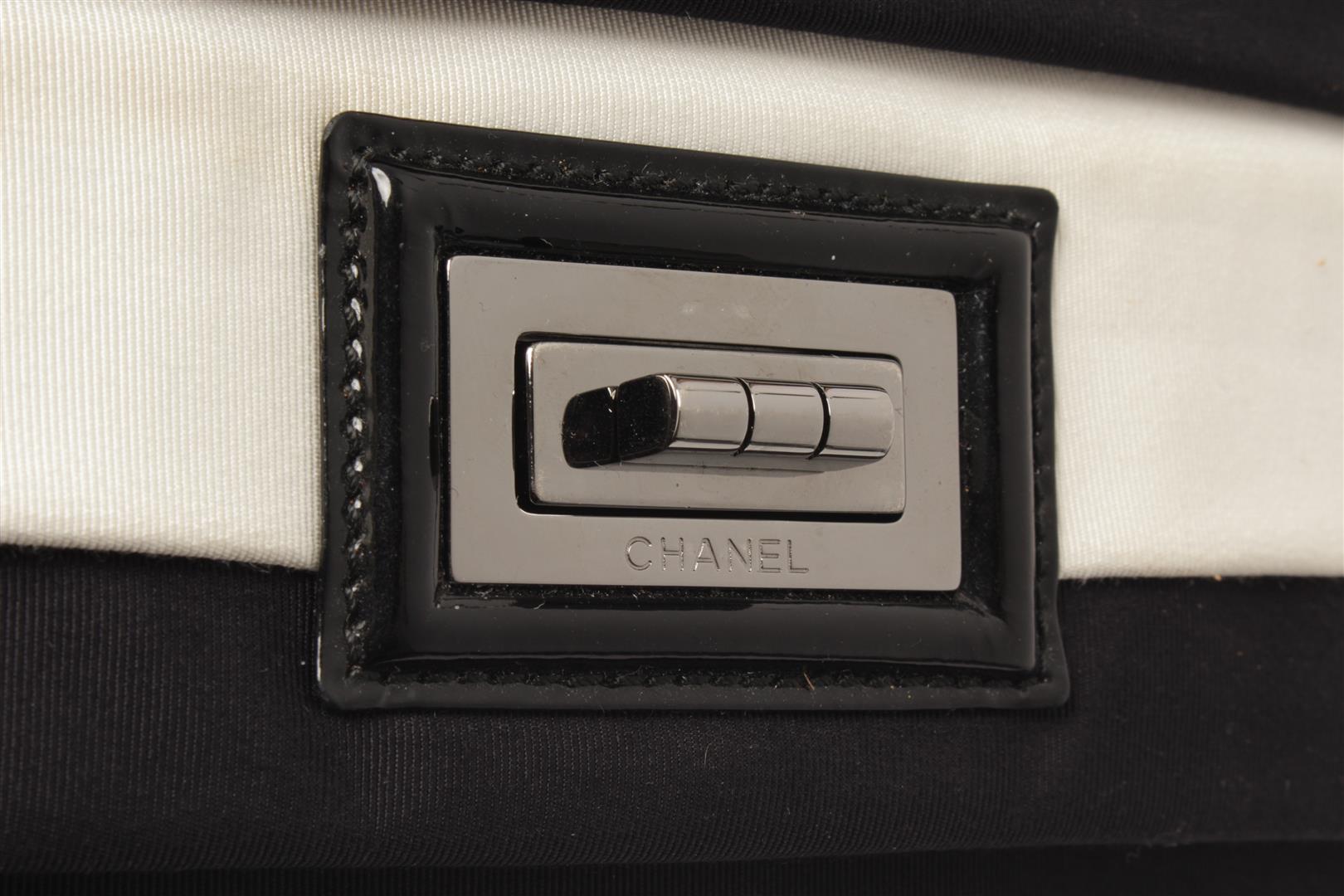 Chanel Black White Canvas 2.55 Reissue Flap Shoulder Bag