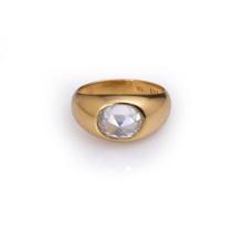 18k Yellow Gold & Custom Cut Moissanite Ring by Carlo Rici