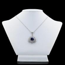 5.07 ctw Tanzanite and 2.30 ctw Diamond 14K White Gold Pendant