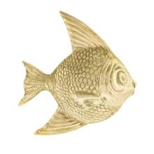 Solid 14K Yellow Gold Detailed Textured Tropical Angelfish Fish Charm Pendant
