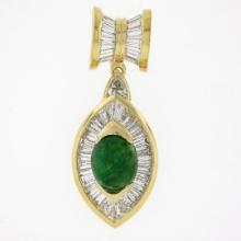 H. Stern 18K Gold 2.89 ctw Cabochon Emerald & Channel Diamond Enhancer Pendant