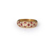 18K Yellow Gold Ruby & Diamond Ring