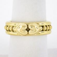 Judith Ripka 18k Yellow Gold Dual Heart Moi et Toi Eternity Beaded Band Ring