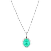 22.32 ctw Emerald and 0.74 ctw Diamond Platinum Pendant/Necklace