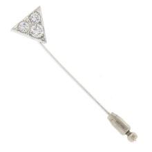 Vintage Platinum 1 ctw Brilliant Pave Diamond Detailed Triangle Trillion Stick P