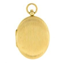 Vintage 14k Gold Brushed Textured Finish Extra Large XL Oval Locket Pendant