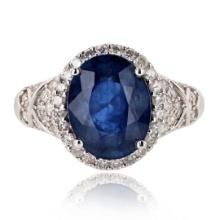 4.79 ctw Tanzanite and 0.57 ctw Diamond 14K White Gold Ring