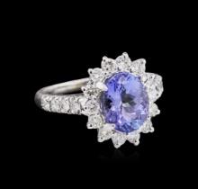 2.50 ctw Tanzanite and Diamond Ring - 14KT White Gold