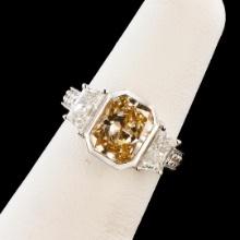 2.01 ctw SI3 CLARITY Fancy Light Brown CENTER Diamond 18K White Gold Ring (3.26