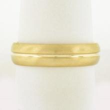 NEW Mens 14k Yellow Gold 5.6mm Grooved Brushed Finish Dome Wedding Band Ring