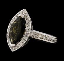 1.61 ctw Tourmaline and Diamond Ring - 14KT White Gold