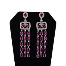 9.09 ctw Ruby and 2.20 ctw Diamond Platinum Chandelier Earrings