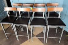 QTY. 8 - BAR STOOLS, WOOD AND LEATHER, BRAND: EAST COAST FURNITURE, X $