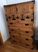 ANTIQUE 9 DRAWER - 3 SECTION TANSU CHEST