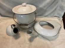 white enamel chamber pot, bed pan & similar items