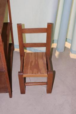 Wooden Child's Highchair, Shelf, Etc.