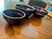 3 POTTERY BOWLS INCLUDING 2 7 INCH 1 5INCH