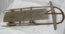 ANTIQUE WOODEN AND STEEL SLED
