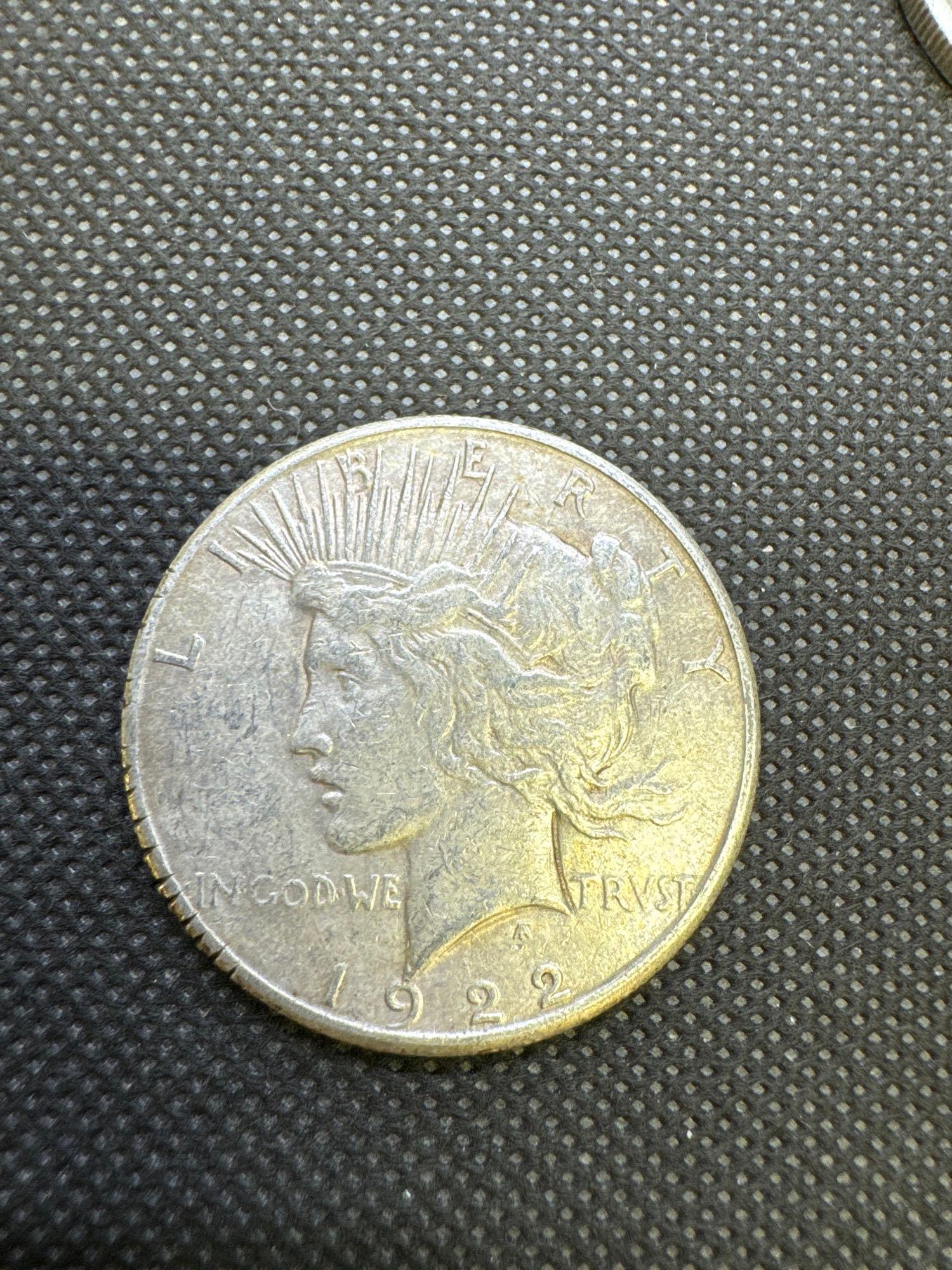2x 1922-S Silver Peace Dollars 90% Silver Coins 1.88 Oz
