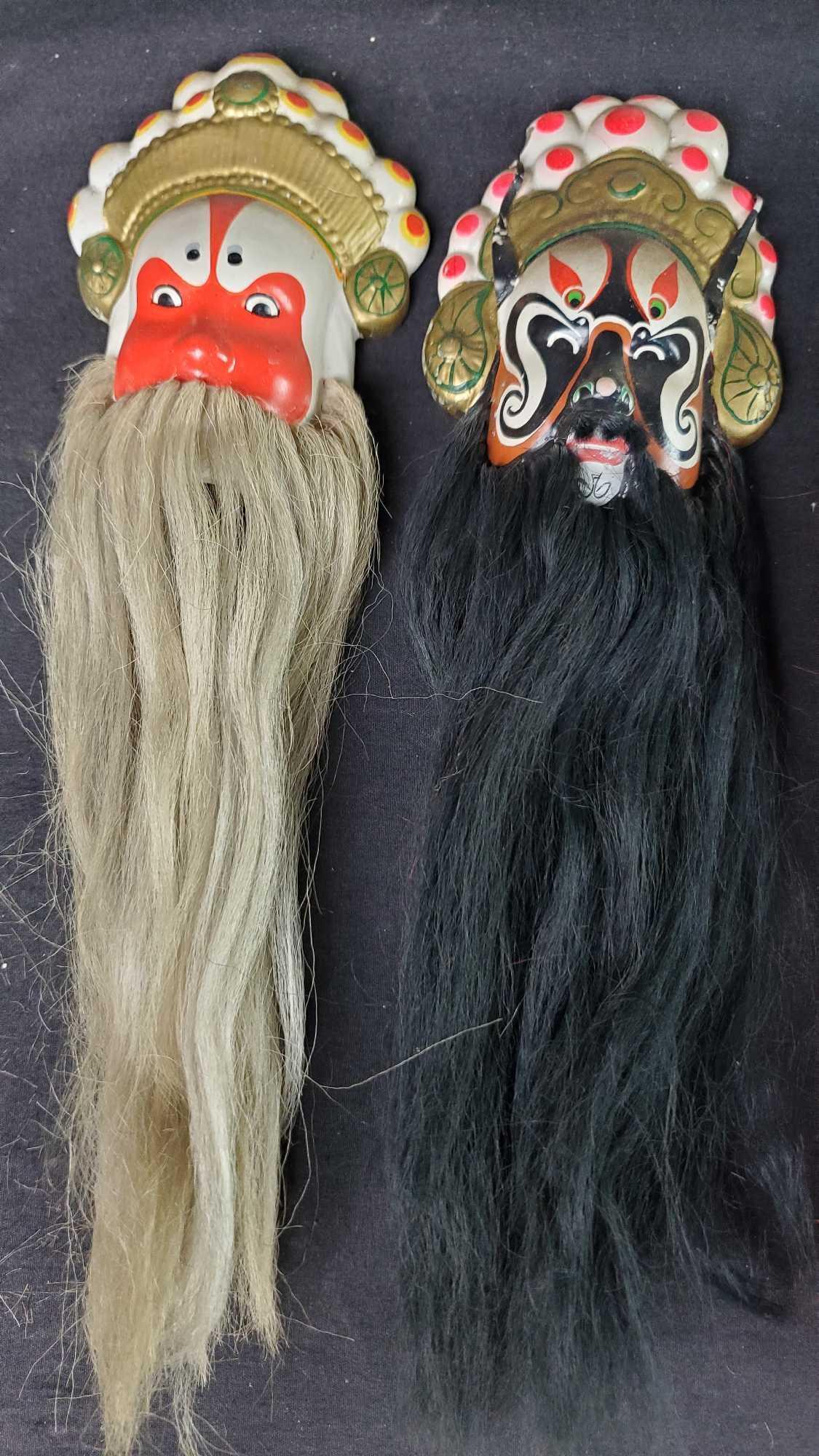 Lot of 8 Chinese vintage ceramic bearded opera masks