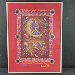 Framed poster/print Australian Aboriginal Art Bulurru Australia Gonna and Echidna