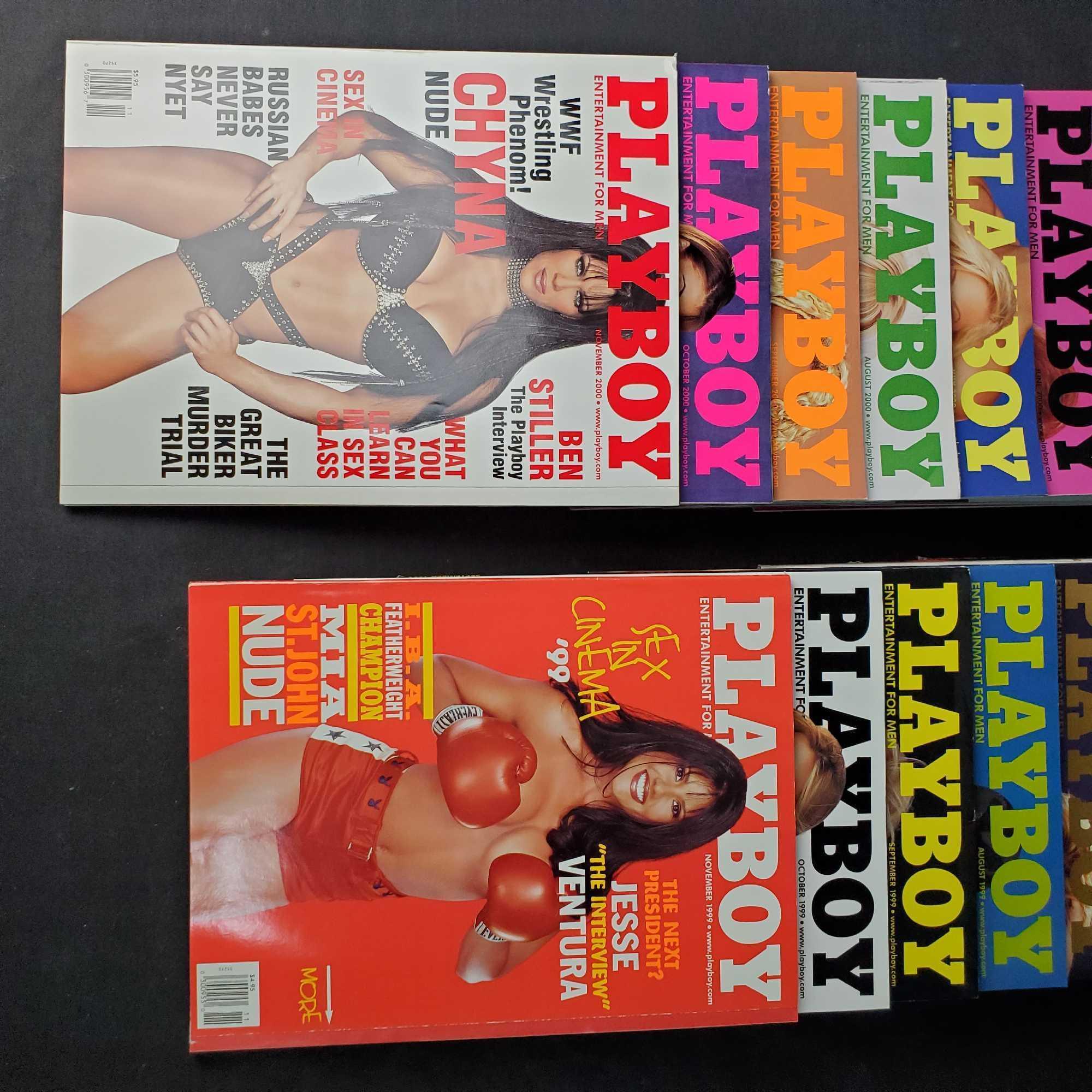 Box of approx. 20 Playboy adult entertainment magazines 1999-2000