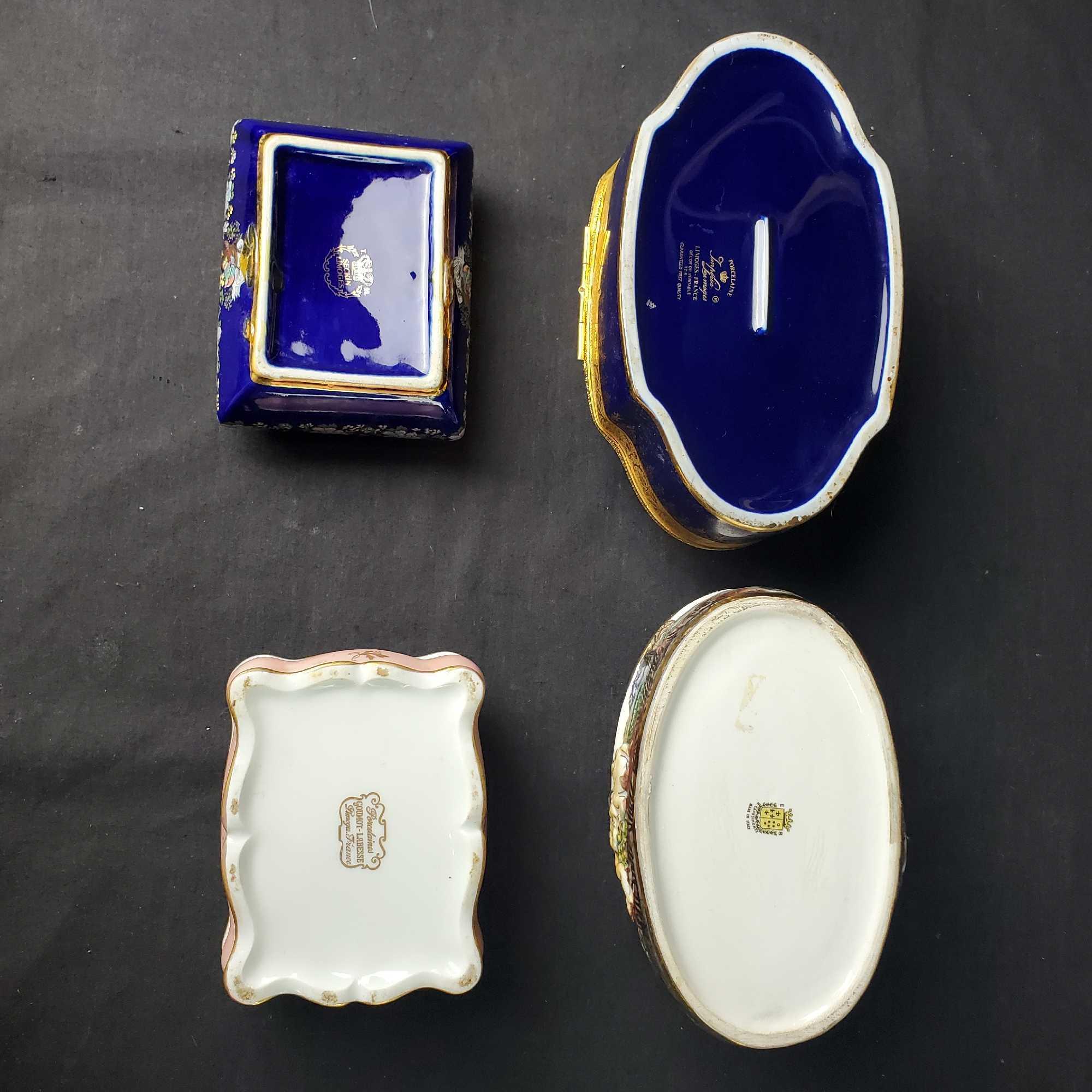 Lot of 7 jewelry/trinket type boxes Limoges R. Capodimonte Goumot-Labesse more