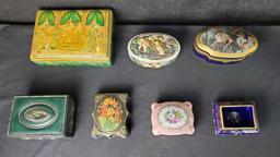 Lot of 7 jewelry/trinket type boxes Limoges R. Capodimonte Goumot-Labesse more